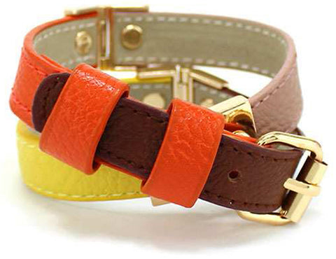 Gold-tone Pink Ribbon Cord Wrap Around Hammered Bracelet - Jewelry Nexus