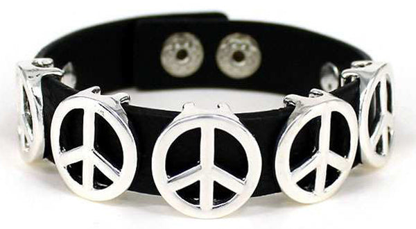 Peace Adjustable Button Closure Black Cord Bracelet May your heart be strong by Jewelry Nexus