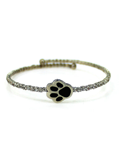 Dog Paw Wire Wrap Crystal Cuff Bracelet by Jewelry Nexus