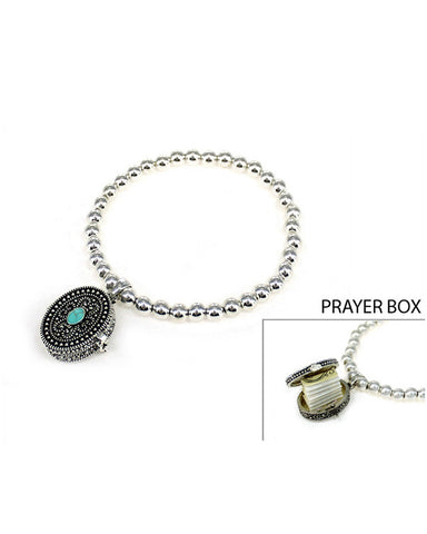 A Prayer for my Teacher in a Blue Heart Box Stretch Inspirational Bracelet by Jewelry Nexus