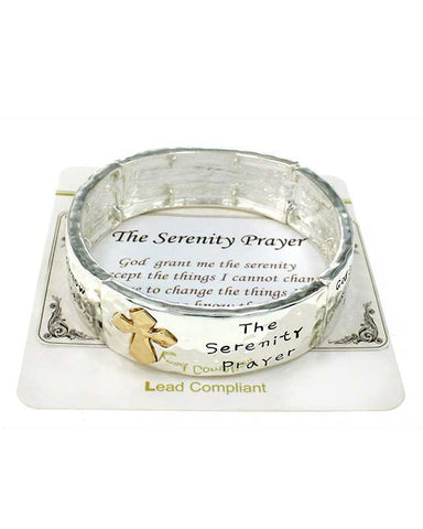 Serenity Prayer Engraved Hammered Stretch Bracelet "God grant me the Serenity to .…"- Jewelry Nexus