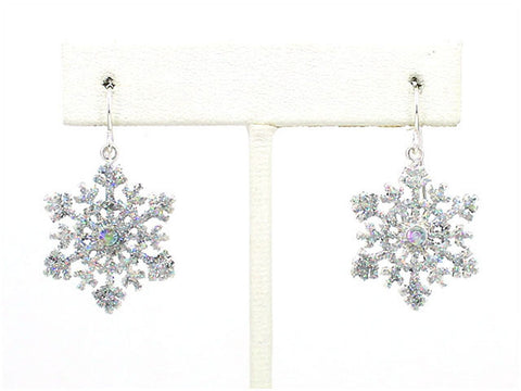 Snow Flake A/B Crystal Glitter Fashion Earrings - Jewelry Nexus