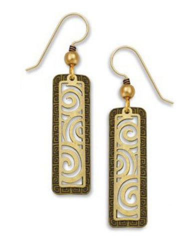 Adajio By Sienna Sky Red Square with Gold Tone Sunrise Filigree Overlay Earrings 7257