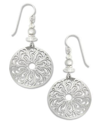 Adajio By Sienna Sky Silver Tone Large Filigree Oval Earrings 7391