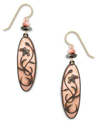 Adajio By Sienna Sky Delicate Dark Pink Silver Tone Ribbons Oval Earrings 7401