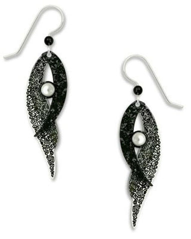 Adajio By Sienna Sky Black Square with Silver-tone Sunrise Overlay Filigree Earrings 7303