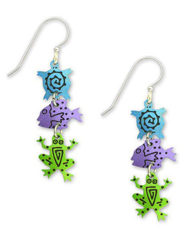 Aqua Sea Turtle with Spiral Earrings Made in the USA by Sienna Sky 1386