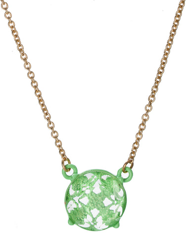 Gold-Tone Horseshoe Filigree Small Pink Circular & Green Oval Enamel Pendant Charm Necklace