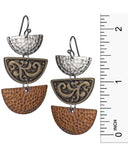 Hammered Half Moon filigree Dangle Earrings on a French Wire by Jewelry Nexus