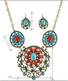 Designer Flower Filigree Chain Necklace Set Matching Earrings by Jewelry Nexus