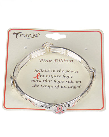 Pink Ribbon "Believe in the Power to Inspire Hope May that Hope Ride on .?" Bracelet - Jewelry Nexus