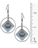 Mermaid Memories Sea Shell on Sea Glass Dangling Hoop on French Wire