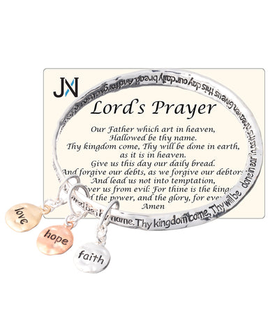 Mothers Prayer Twist Engraved Bangle Bracelet & Mom Charm Prayer Card Included
