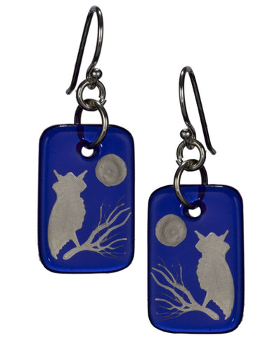 Out of the Blue Hand Painted Sterling Owl on Branch Earring & French Wire