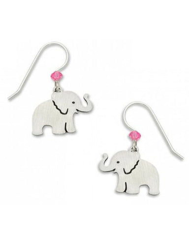 Baby Elephant Earrings with Pink Bead Made in the USA by Sienna Sky 1218