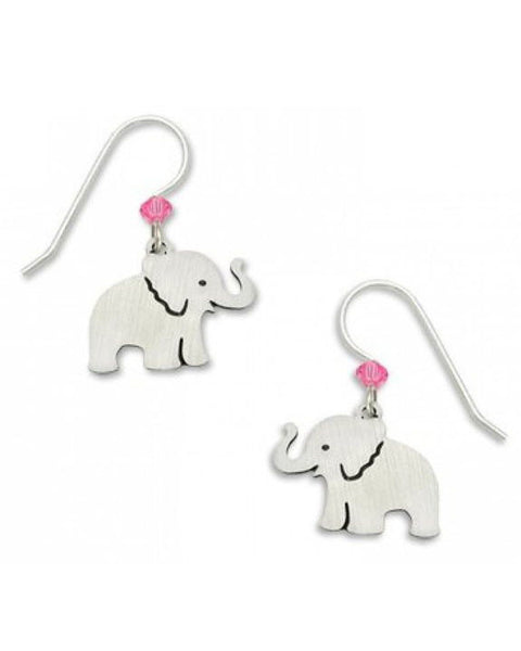Baby Elephant Earrings with Pink Bead, Handmade in the USA by Sienna Sky 1218