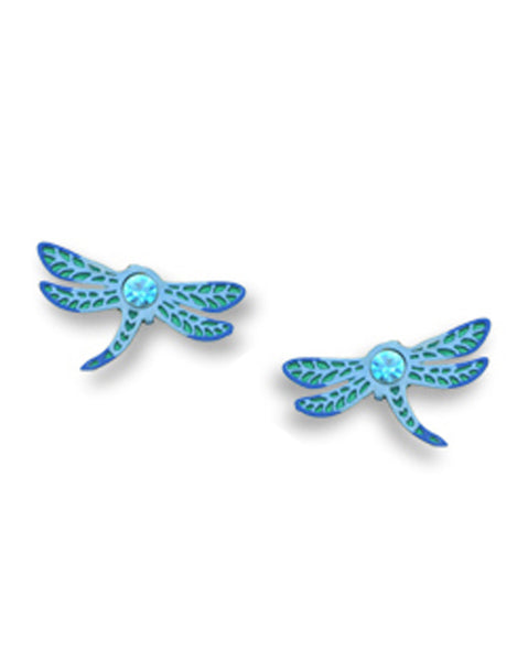 Dragonfly Blue with Jewel Post Earrings Made in USA by Sienna Sky si1752