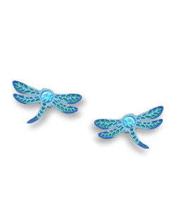 Dragonfly Blue with Jewel Post Earrings, Handmade in USA by Sienna Sky si1752