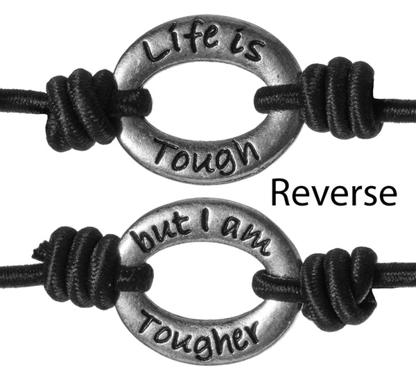 Life Is Tough But I am Tougher Inspirational Positive Energy Stretch Wrist Band by Jewelry Nexus