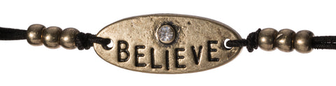 Believe Petite Charm Double Corded Positive Energy Stretch Bracelet Happiness Peace Love & Triumph