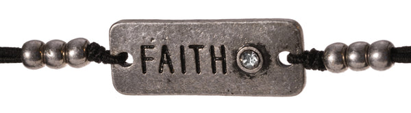 Faith Petite Charm Corded Cast Away Your Doubts Positive Energy Stretch Bracelet