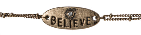 Believe Petite Charm Double Chain Positive Energy Bracelet Path to Happiness Peace Love & Triumph