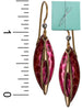 Layered Hammered Cats eye Petal Red Bronze-tone Earring Bead Gold-tone Surgical Steel Ear Wire