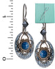 Blue Silver-tone Filigree Hammered Tear Drop Lapis Earrings Flower Crystal Gold-tone Surgical Steel