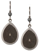 Silver-tone Braid Obsidian Tear Textured Finish Drop Earrings on Surgical Steel Ear Wire