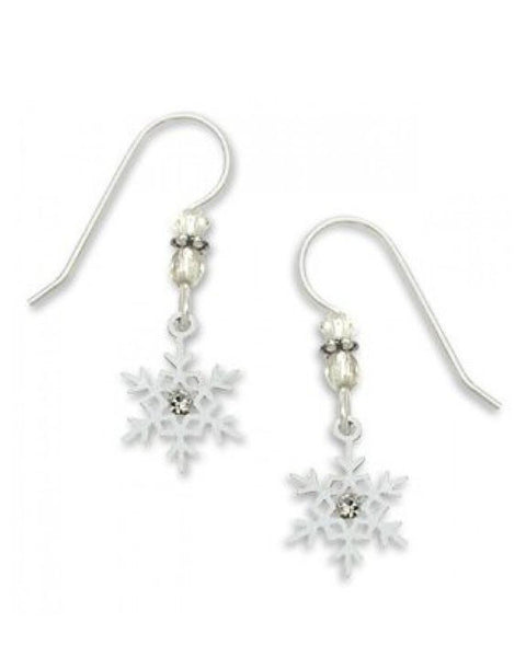 Pastel Snowflakes Earrings with Rhinestones, Handmade in the USA by Sienna Sky 1305 3