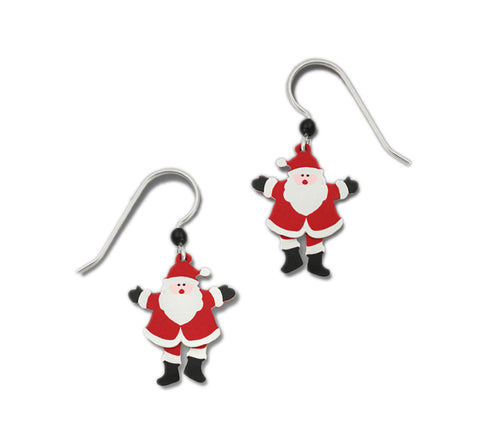 Red & White Ho Ho Ho 2 Part Pivoting Santa Claus Earrings by Sienna Sky