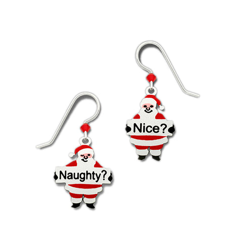 Red & White Ho Ho Ho Merry Christmas Santa Claus Earrings by Sienna Sky