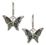 Green Abalone Butterfly Pendant with Popcorn Chain Necklace with Matching Earrings