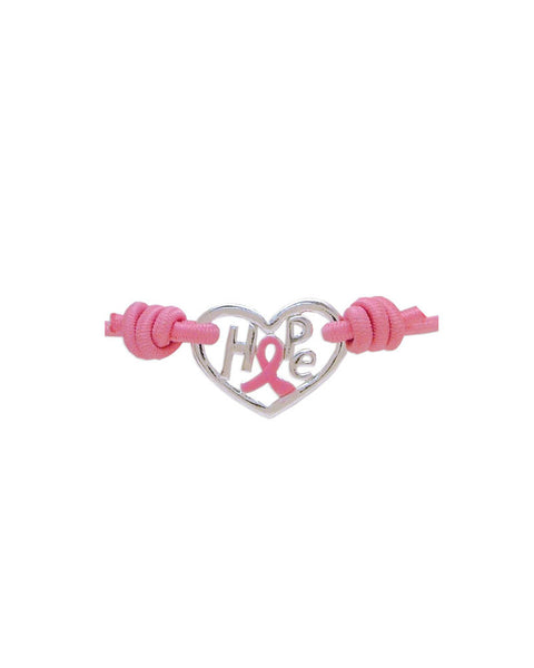 HOPE Pink Ribbon Heart Stretch Band Bracelet "The Ribbon is a Symbol of Hope"-  Jewelry Nexus