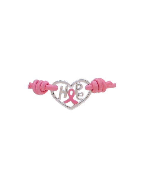 HOPE Pink Ribbon Heart Stretch Band Bracelet "The Ribbon is a Symbol of Hope" by  Jewelry Nexus