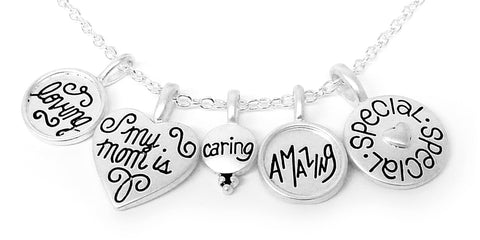 Mom Loving My Mom Is Caring Amazing Special You Are Special Charm Chain Necklace