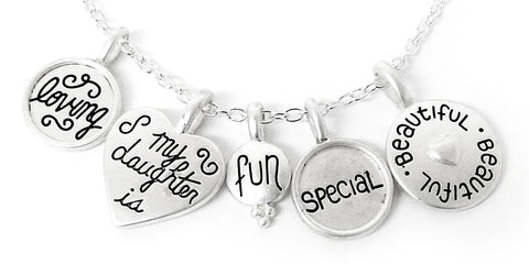 Daughter Loving My Daughter Is Fun Special Beautiful You Are Special Charm Chain Necklace