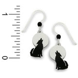 Wolf Howling Against a Gray Moon Earrings Made in the USA by Sienna Sky 1457