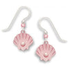 Sea Shell with Imitation Pearl Bead Earrings Made in the USA by Sienna Sky 1758
