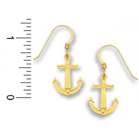 Gold tone Anchor Earrings Made in the USA by Sienna Sky 1723