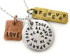 Together Or Apart You're Always In My Heart Love Forever Three Tone Antique Pendant Charm Necklace