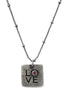 Love You Are Loved Petite Charm Positive Energy Chain Necklace Accented by a Pink Crystal Stone