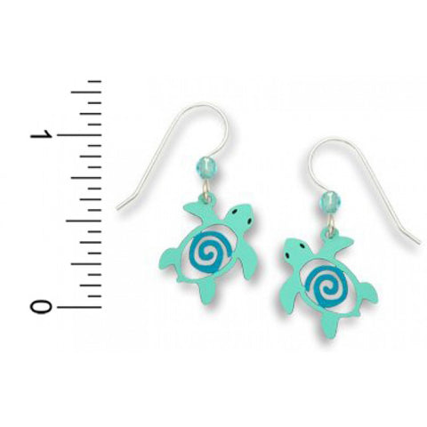 Aqua Sea Turtle with Spiral Earrings Made in the USA by Sienna Sky 1386