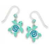 Aqua Sea Turtle with Spiral Earrings Made in the USA by Sienna Sky 1386