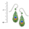 Peacock Green and Blue Feather Drop Earring Made in the USA by Sienna Sky 1693
