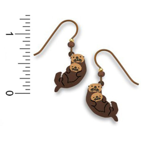 Brown Sea Otter with Cub Earrings Made in the USA by Sienna Sky 1399