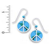 World Peace Drop Earrings with Globe and Peace Sign Made in the USA by Sienna Sky