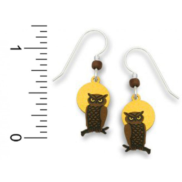 Owl with a  Full Moon on a Branch Earrings Made in the USA by Sienna Sky 1571