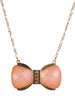 Antique Gold-tone Ribbon Bow Pendant Necklace Set Earrings & Gold-tone Chain by Jewelry Nexus