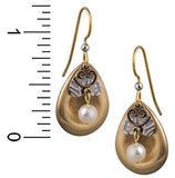 Silver Forest 3 Layers Pearl Filigree Drop 18K Plated Earrings Ne-0633